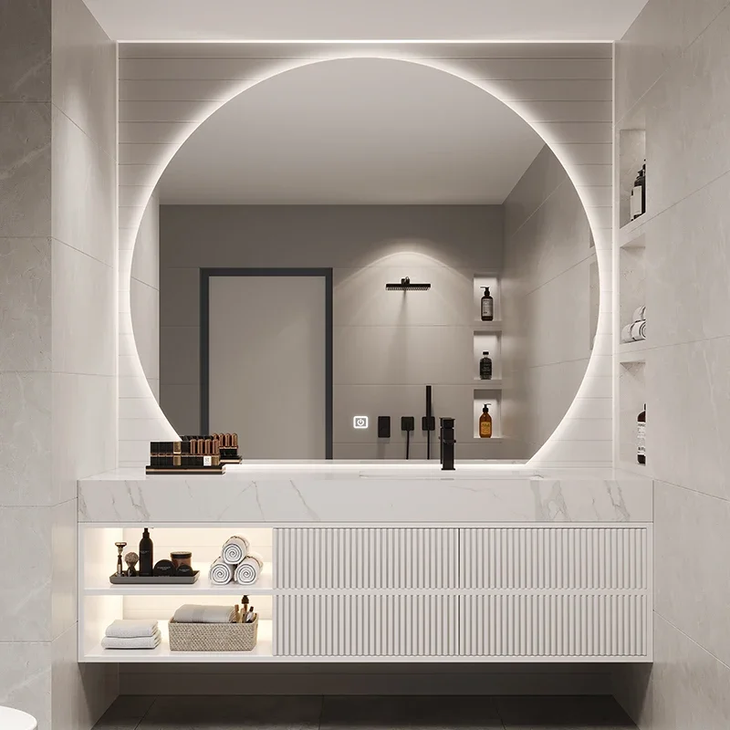 Rock plate integrated basin bathroom cabinet combination Modern simple bathroom washstand washbasin washbasin