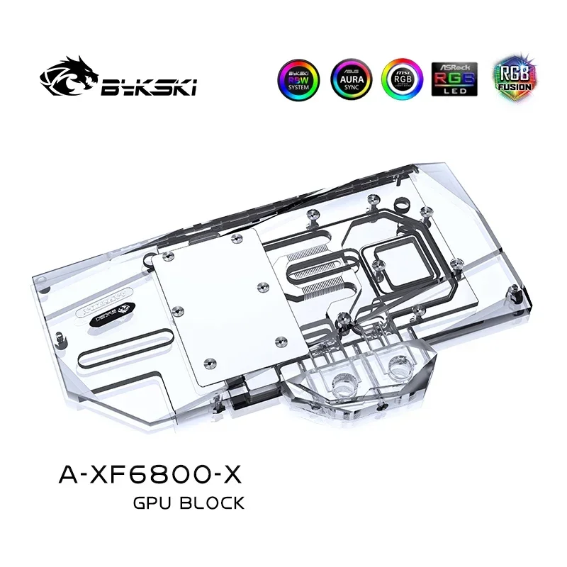 Imagem -03 - Bykski A-xf6800-x Bloco de Água Gpu Cobertura Completa para Xfx Radeon rx 6800 xt Placa Gráfica Bloco Vga Gpu Líquido Cooler 12v 5v