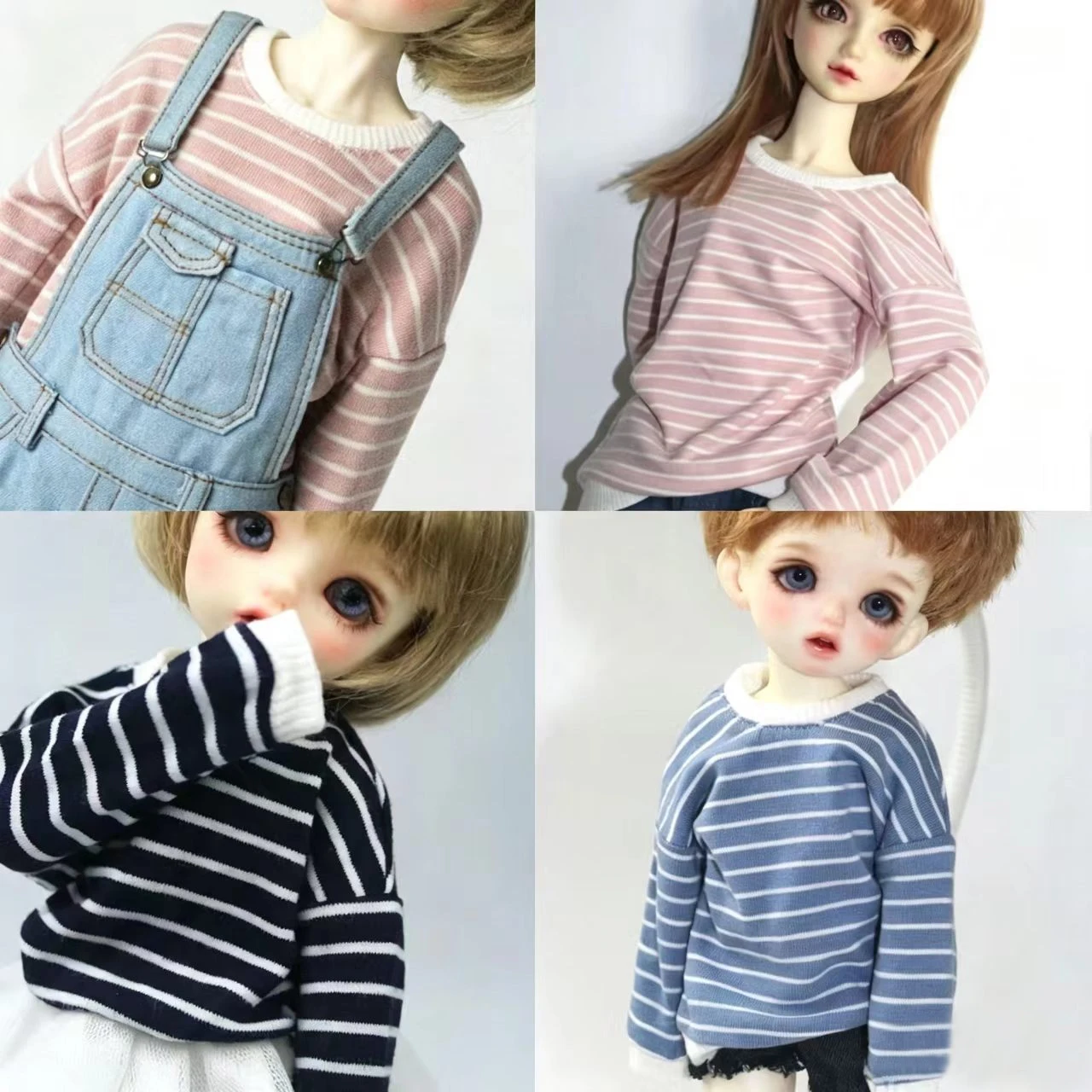 BJD Doll Clothes Striped T-Shirt, Sweater Fits 1/3 1/4 1/6 BJD Uncle YOSD MYOU SD DD Fashion Wild