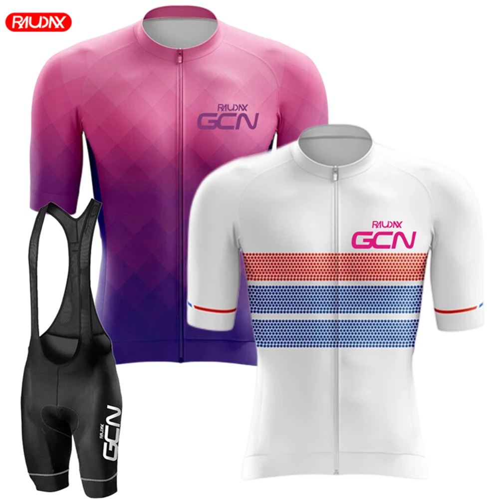 Raudax Gcn Road Bike Jersey Set Youth Cycling Clothing Summer MTB Clothes Short Sleeve Uniform Triathlon Skinsuit Ropa De Hombre