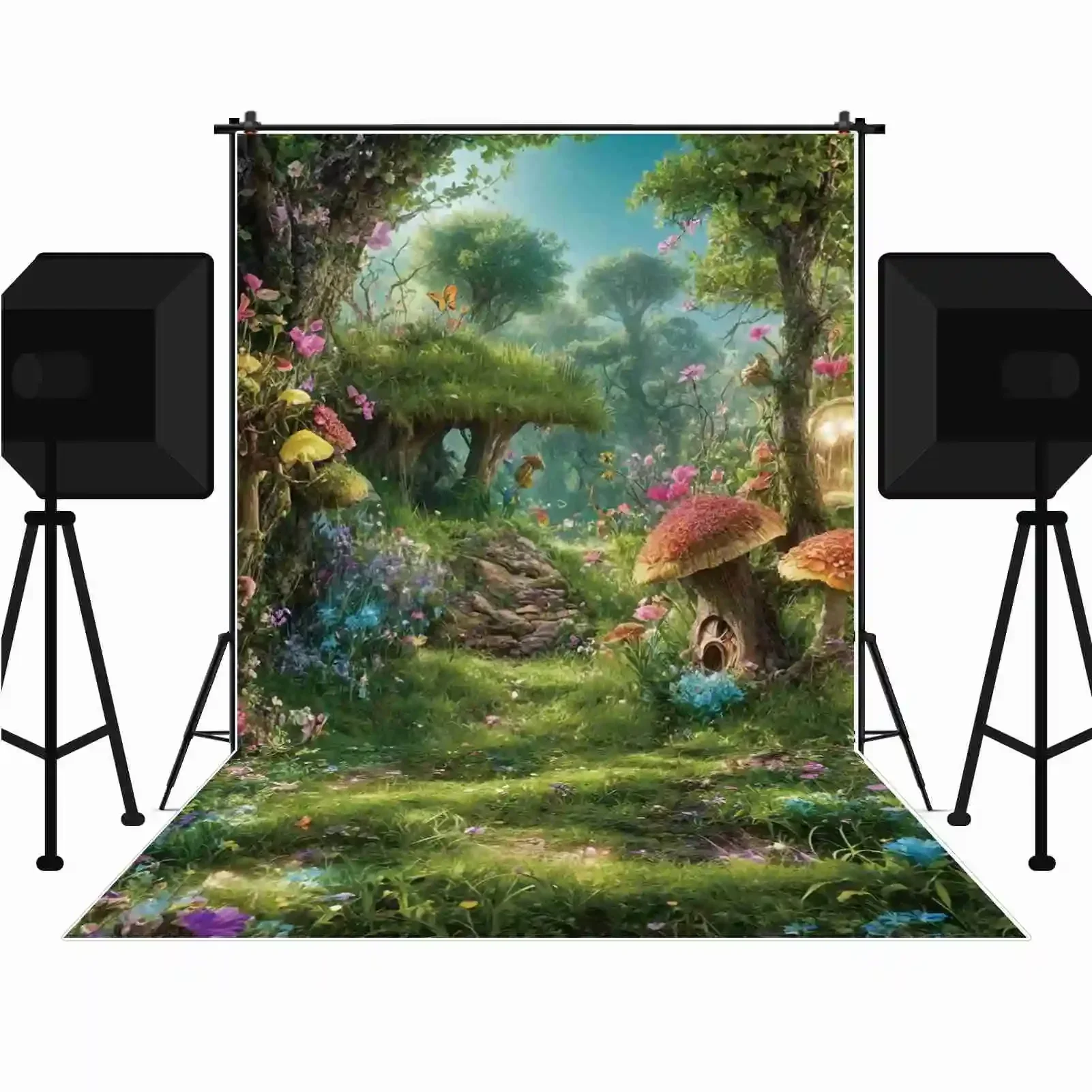 MOON.QG الجنية العجائب الغابات الخشب عيد ميلاد خلفية التصوير الفوتوغرافي أشجار الفراشة زهرة فوتوزون خلفية استوديو الطفل