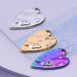 5pcs Fashion Simple Two Hearts Charms for Jewelry Making Stainless Steel Pendant DIY Jewelry Accessories Girlfriend Lover Gift