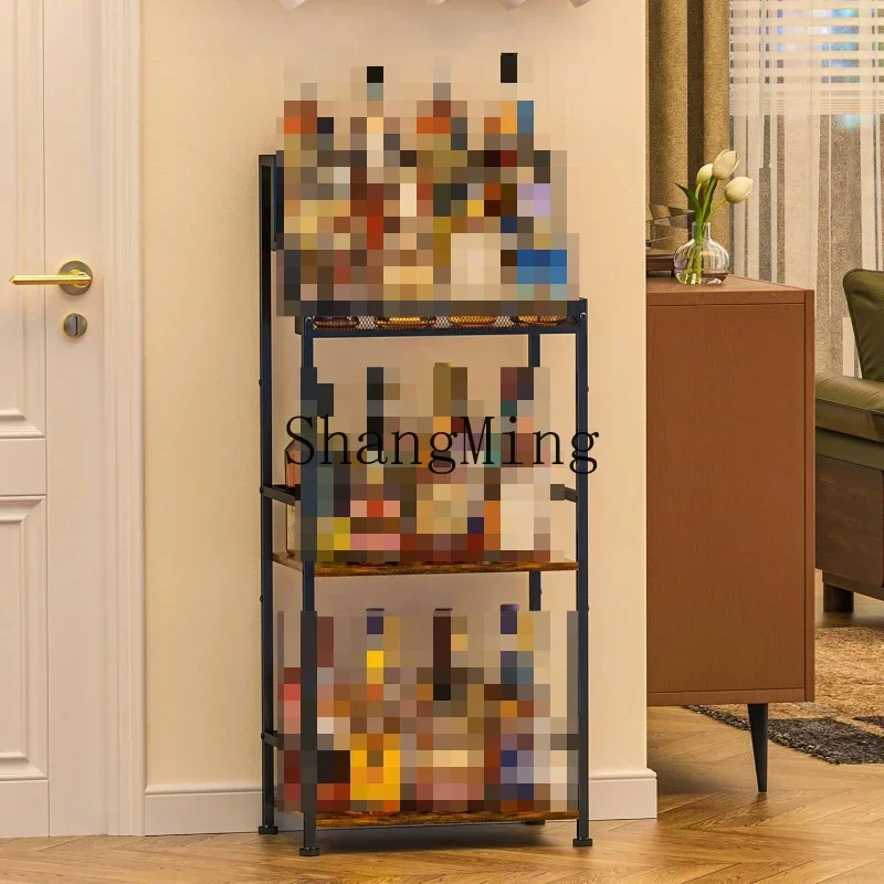 FG household bar wine rack iron and wood combined with stepped wine rack trapezoidal storage multi-layer