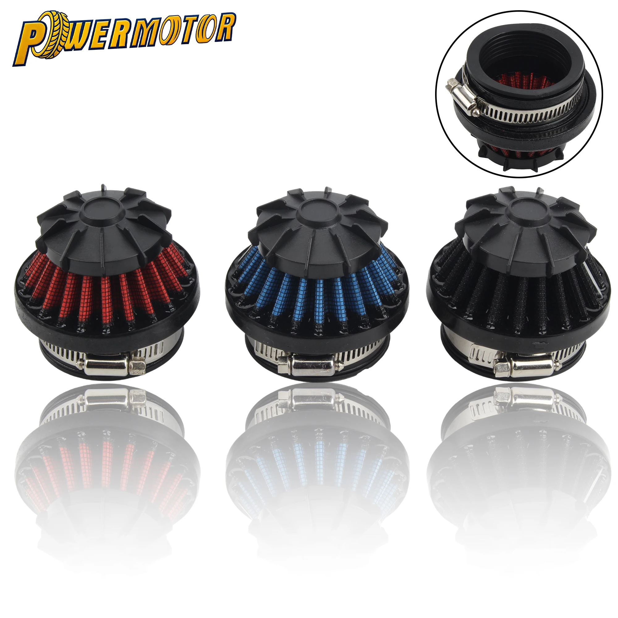 

35mm Air Filters High Flow with Reducer Adapter For Carburetor Scooter Pit Dirt Bike Air Intake Filter Cleaner Universal Parts