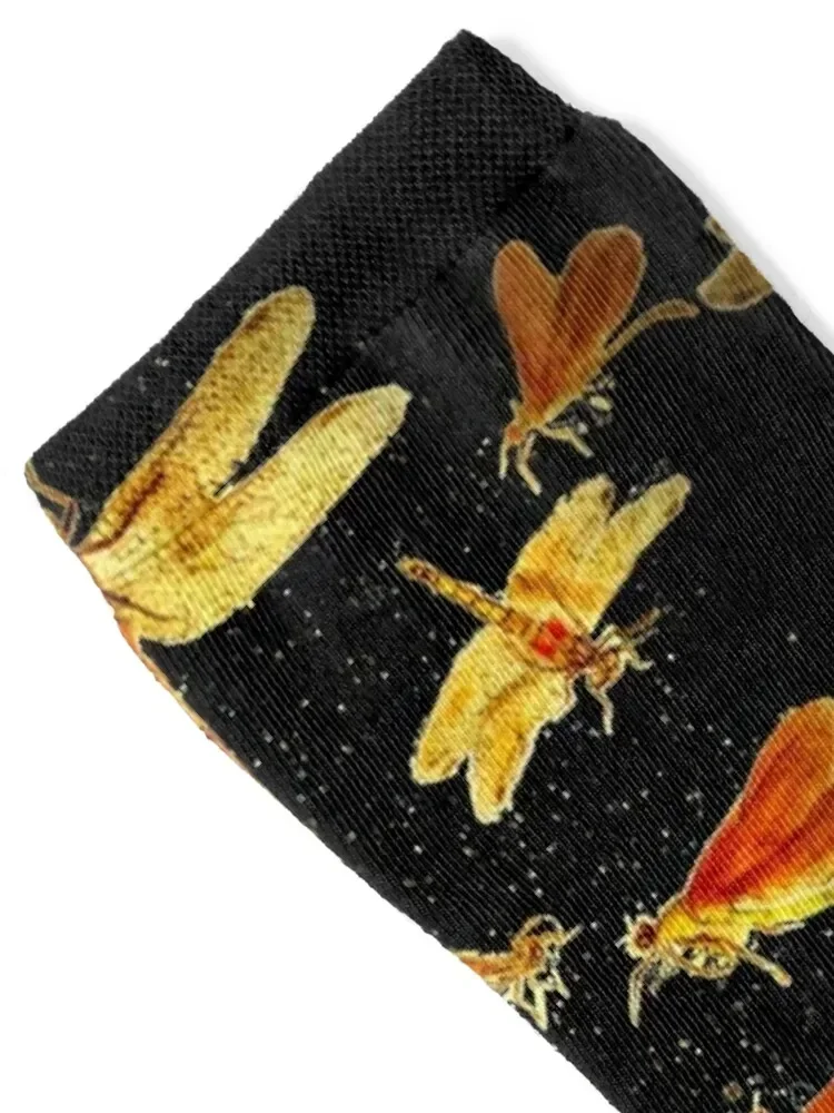 Dragonflies Golden Dragonflies Dragonfly Trend Socks cartoon hiphop custom sports Non-slip Men Socks Luxury Brand Women's