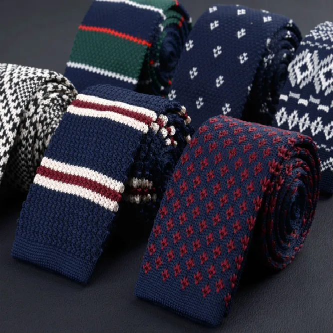 Fashion Men's Colourful Knitted Necktie Narrow 6CM Classic Woven Cravate Trendy Striped Skinny Ties For Dinner party Daily Wear