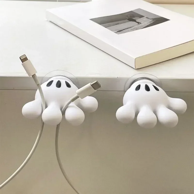

2pcs Suction Cup Cute Hooks Cartoon Palm Holder Bathroom Toothbrush Towel Rack Multifunctional Data Cable Storage Hook