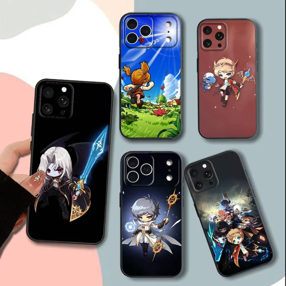 

Classic M-MaplestoryS Game Phone Case For iPhone 15,13,16,12,11,17,14,Plus,Pro,Max,XS,XR,X,SE,Mini,Soft Silicone Black Cover