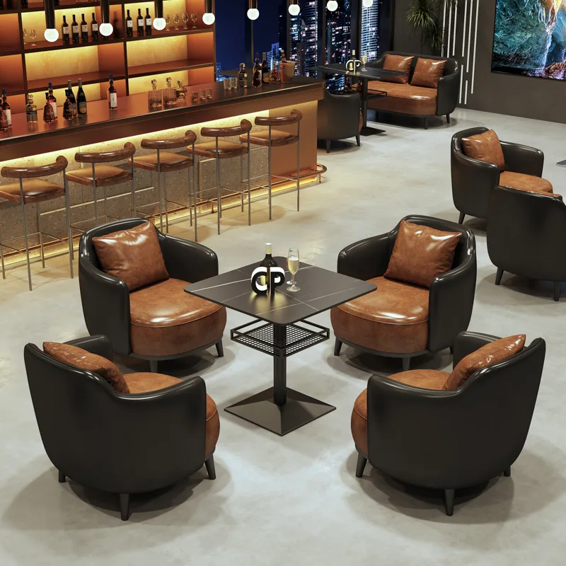 Bar booth sofa coffee shop western restaurant, table clear bar music dining bar bistro dining table and chair combination