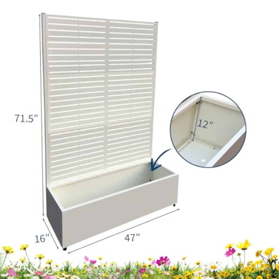 Metal Raised Garden Bed with Trellis and Privacy Screen, 71.5