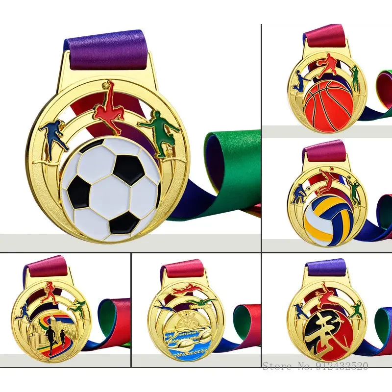 Customized Hollow Zinc Alloy Metal Medal, Sports Medal, Volleyball, Badminton, Table Tennis, Swimming, Martial Arts, Medals, 5Pc