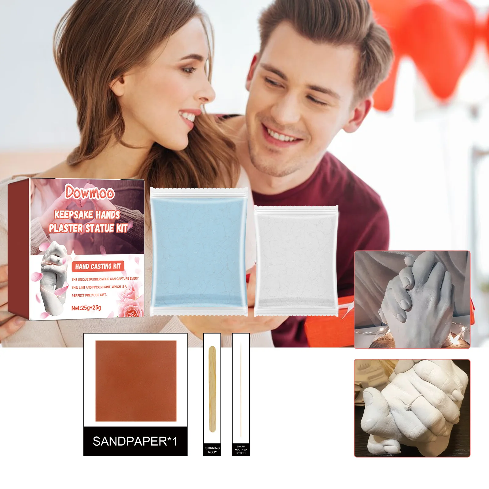 

3D Hand Casting Kit for Baby Lovers Couple 50g Clone Powder Model Powder Set Birthday Valentine‘s Day Gifts DIY Manualidades