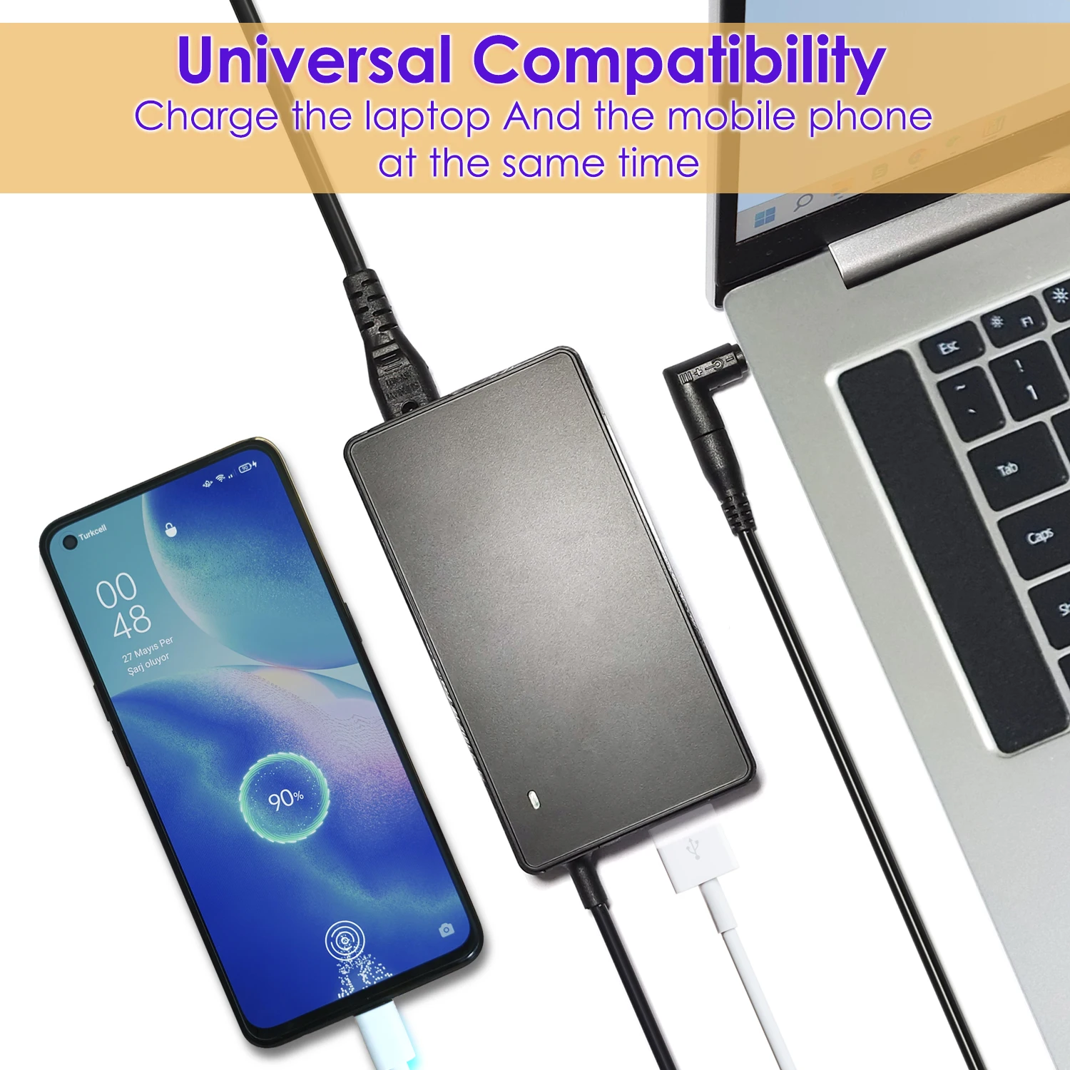 90W Universal Laptop Charger for HP Stream ENVY x360 Dell Latitude Inspiron XPS Chromebook Acer Aspire Swift Asus Vivobook Sony