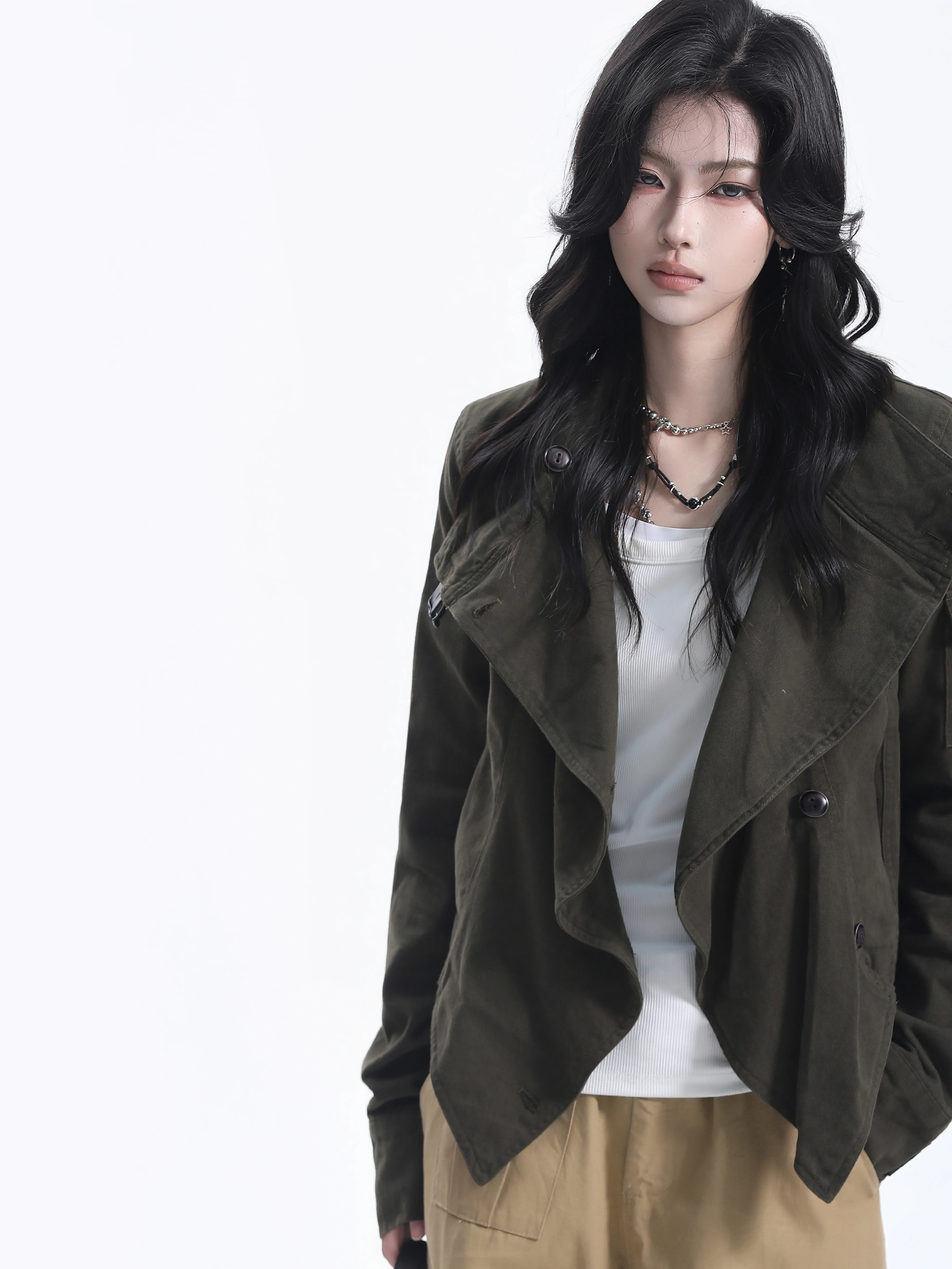 Small Ball Ball Lightweight Deconstructed Stand Collar Short Jacket Women's Asymmetrical Design High Street Cool Outerwear