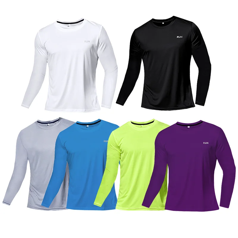 Lange und kurz ärmel ige T-Shirt Fitness Sport Tops Morgen laufen Eis Seide schnell trocknen Outdoor Bergsteigen Sport kleidung Männer – Detail 4