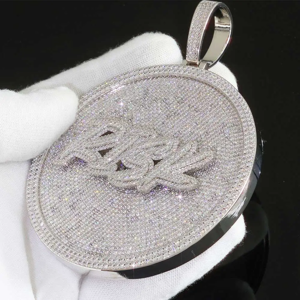 ESKEEM Hip Hop Jewelry Personalized Custom D Color VVS Moissanite Pendant Rotating Design Brass Pendant for Men
