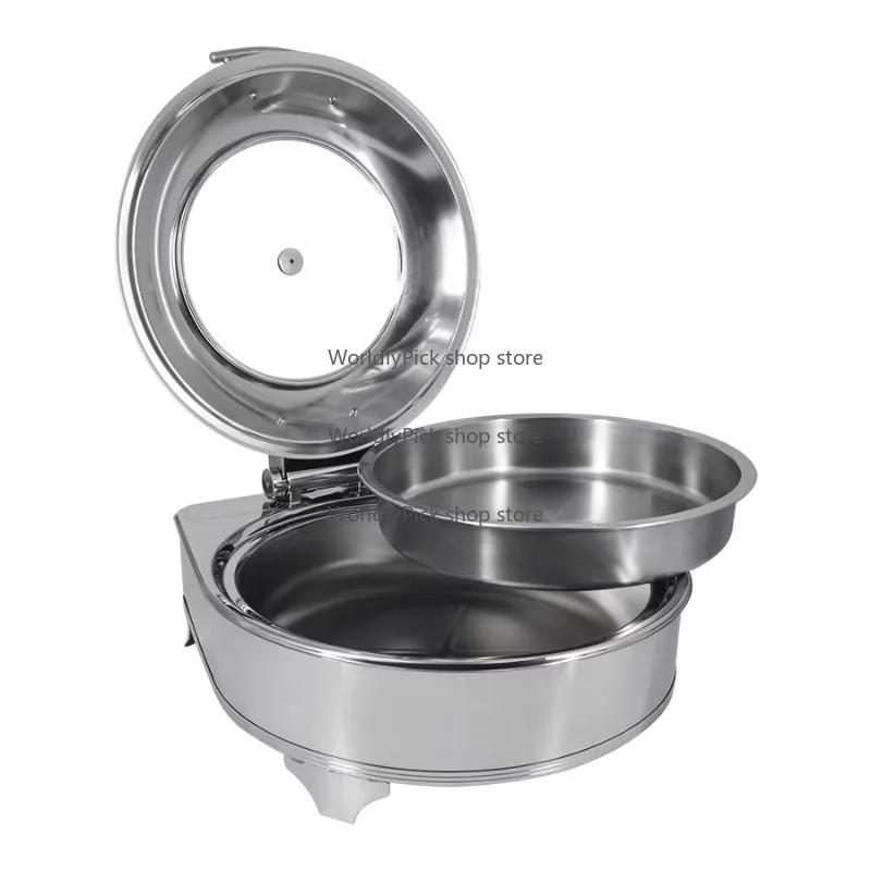 스테인리스 스틸 원형 음식 보온기 레스토랑 호텔 및 파티 뷔페용 유리 소재 광택 디자인