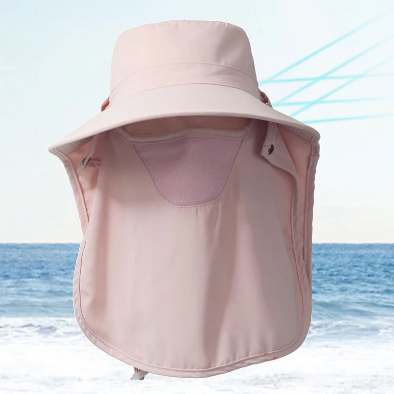 Sun Hat Women UV Protection With Neck Flap String Climbing Hiking Working Fisherman Holiday Accessory