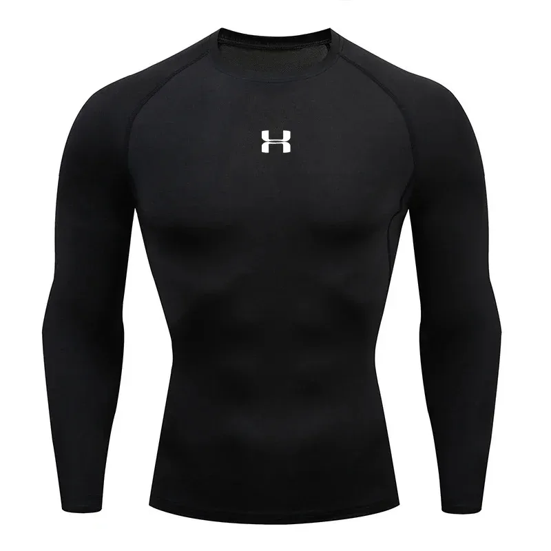 2025 New Men's Running Compression T-Shirt Long Sleeve Sports Shirt Fitness Sweatshirt Men's Jogging Sports
