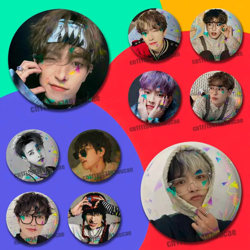 For Rapper Singer H-Hongjoong Badge Case Custom Pin Insignia Emblem Round Clothes Brooch Button Laser Cover