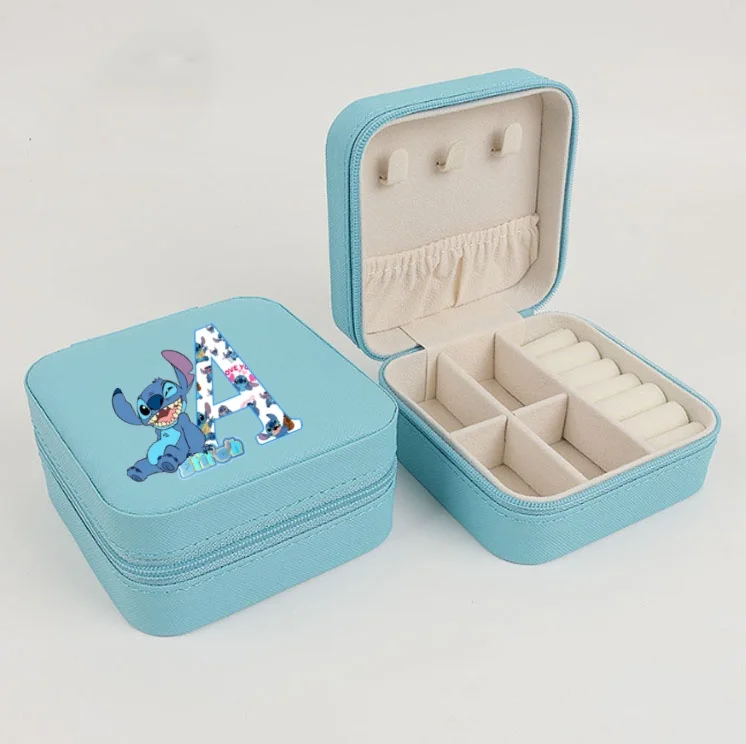 Disney Lilo & Stitch Jewelry Box Ring Earrings Necklace Storage Box Girls Kawaii Cartoon Stitch Kids Toys Case Birthday Gifts