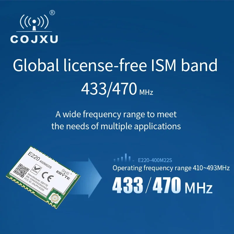 LLCC68 LoRa Wireless Module 433Mhz 470Mhz 22dBm 6km Long Range RF Receiver Transmitter PA+LNA IPEX Antenna E220-400M22S