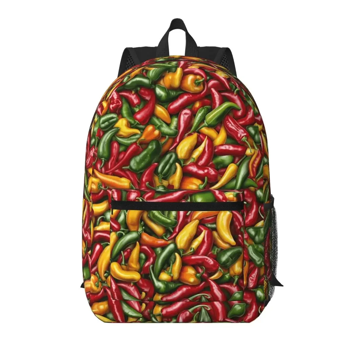 Fresh Colorful Chili Realistic Student Backpack School Bag Hiking Travel Daypack for Boys Girls Bookbag Shoulder Bags
