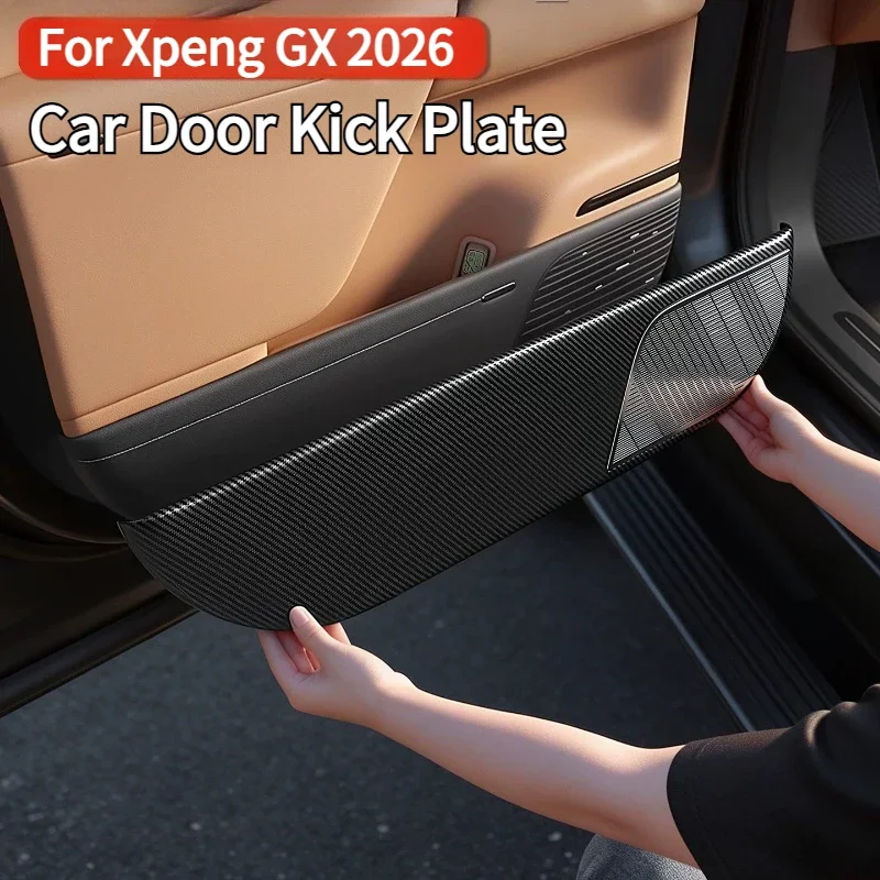 Para Xpeng GX 2026, Protetor de Porta de Carro em ABS com Padrão de Fibra de Carbono, Acessório de Modificação Interior