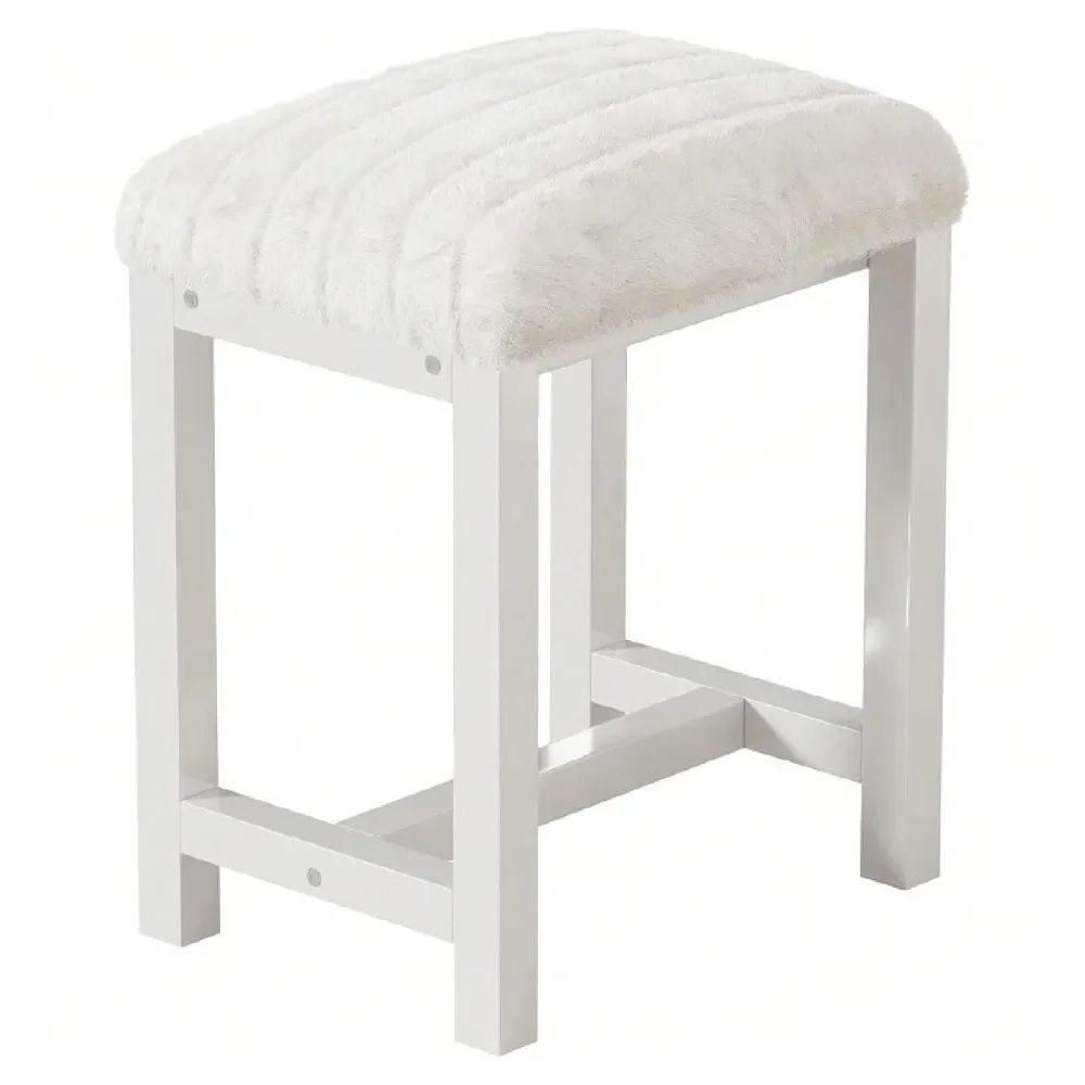 

Кресло для макияжа, мебель для спальни Табурет-стул для туалетного столика, милый табурет для туалетного столика с мягкой подушкой из искусственного кроличьего меха, белый туалетный табурет