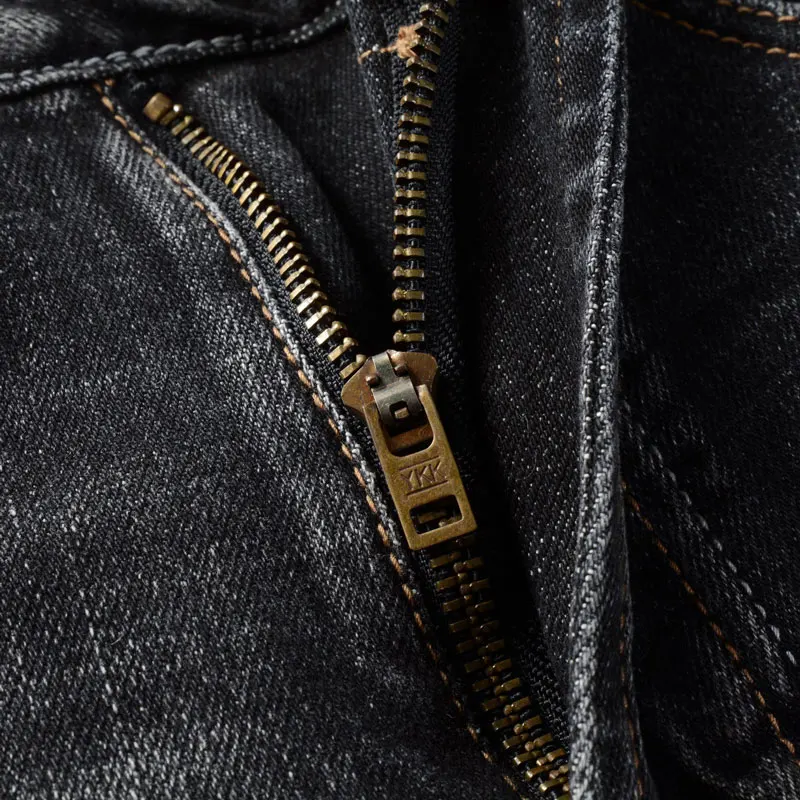 Italian Style Fashion Men Jeans High Quality Retro Black Gray Stretch Slim Fit Ripped Jeans Men Vintage Designer Denim Pants