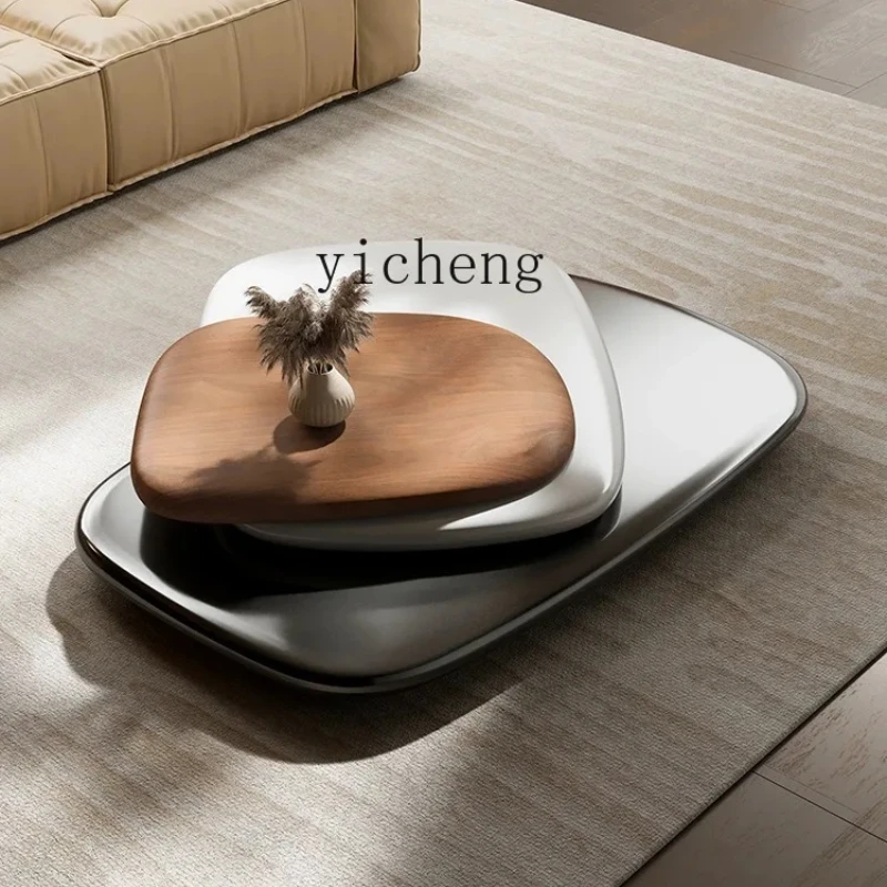 

YY Modern Minimalist Rotating Shaped Coffee Table Creative Trending Solid Wood Tea Table
