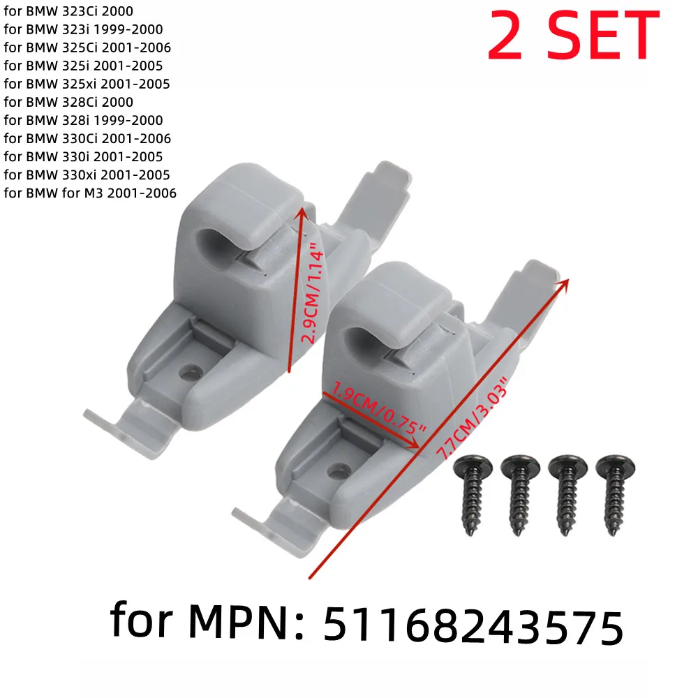 2set Sun Visor Clip(including 4 Screws)Suitable For BMW E46 3 Series 325 Plastic Sun Visor Fixing Hook Bracket Buckle