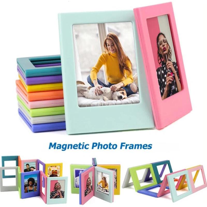 5/10Pcs 3inch Magnetic Photo Frames, Children's Growth Commemorative Photo Frames, Small Creative Magnetic Frames for Desktop Display, Home Office Decorations, Suitable for Instax Mini 12/11/Evo/40/7+/25/90/99/Se/Link2/3 Instant Photos, Suitable for Fujifilm Instax Mini Film Photo Frames