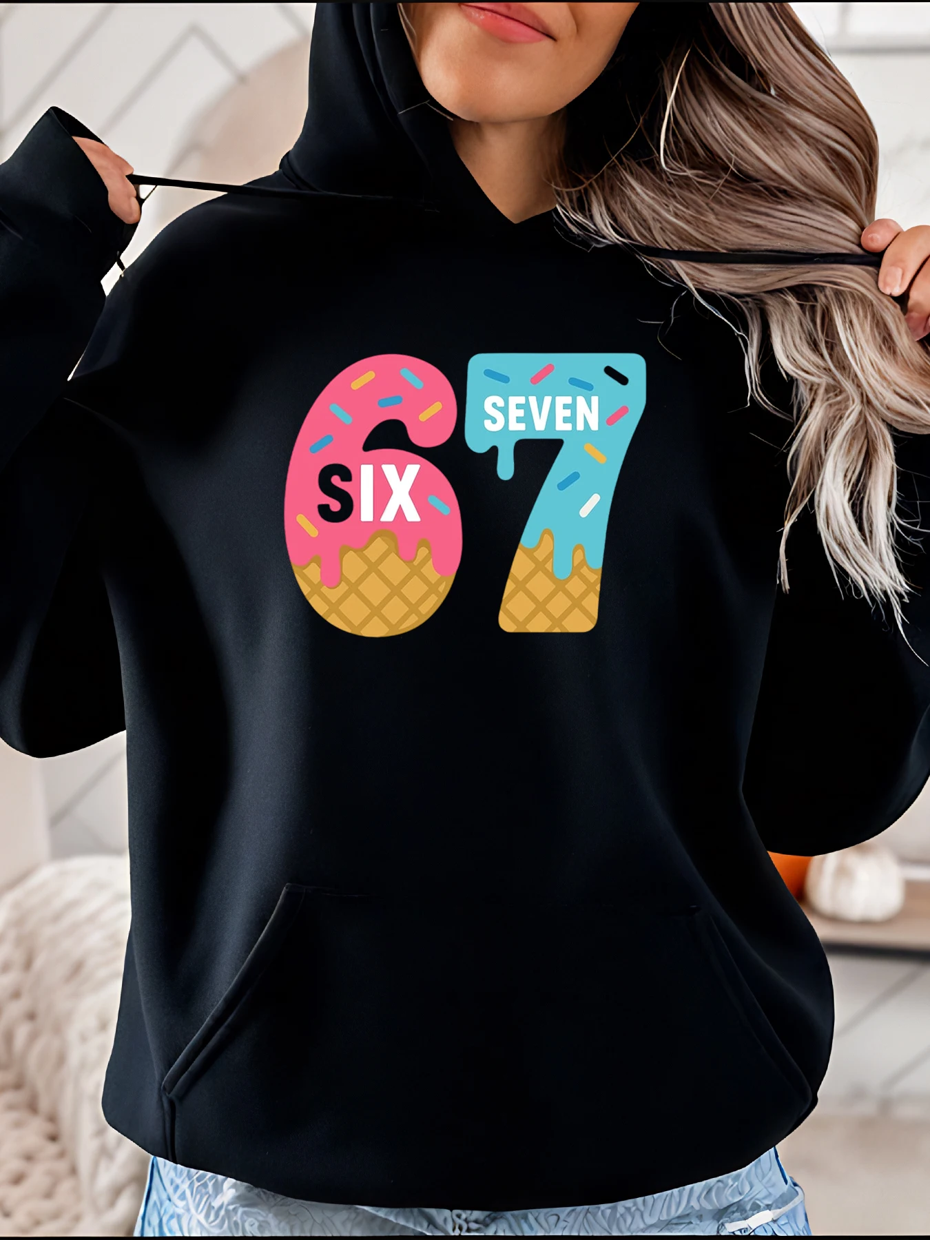 

Женская черная толстовка с принтом Donut No77, повседневная толстовка для дня рождения