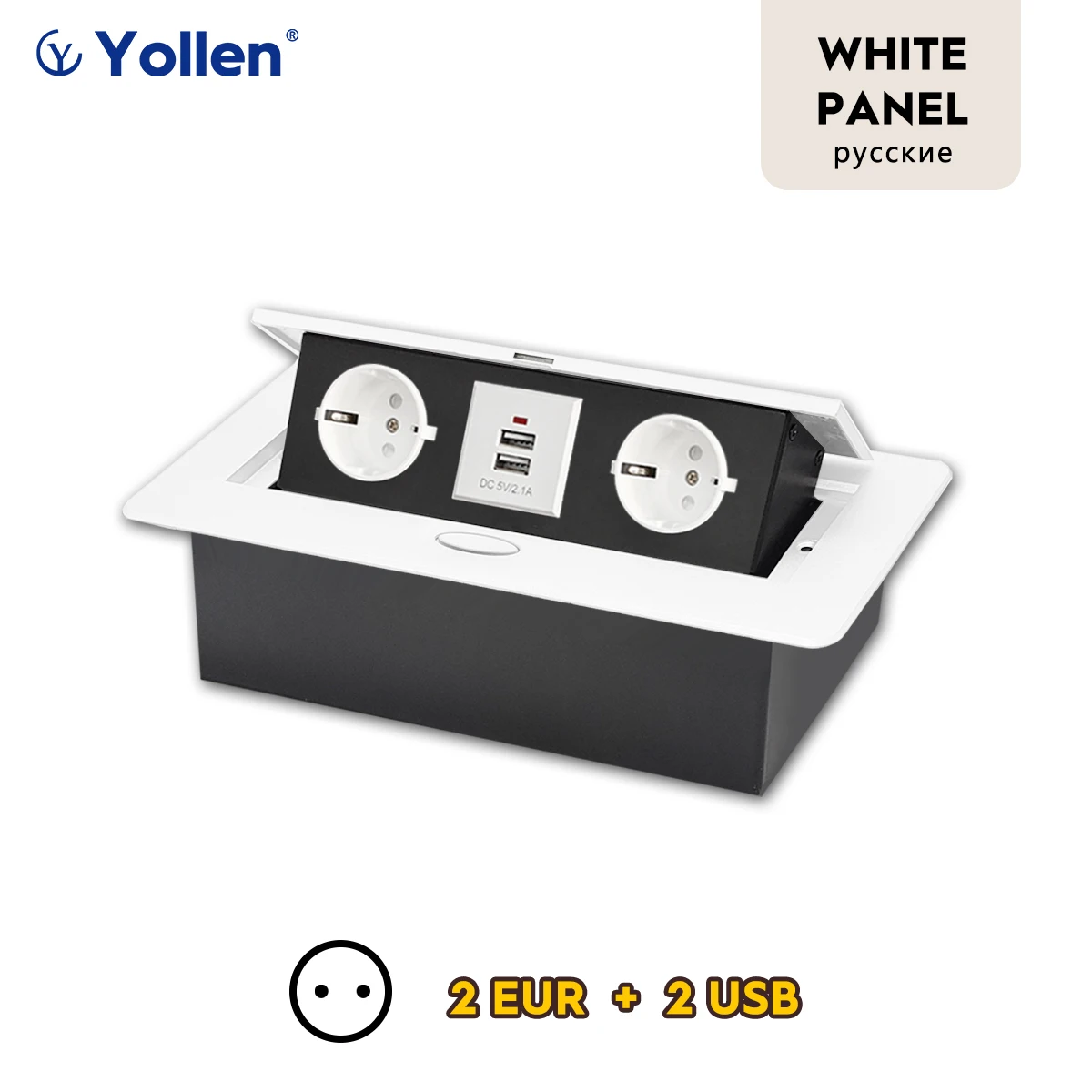 White/Black/Silver/Gold(Бронза Bинтажна) Metal Panel EUR Version RU Table Socket 2/3 Outlet USB Office Kitchen Cabinet Install