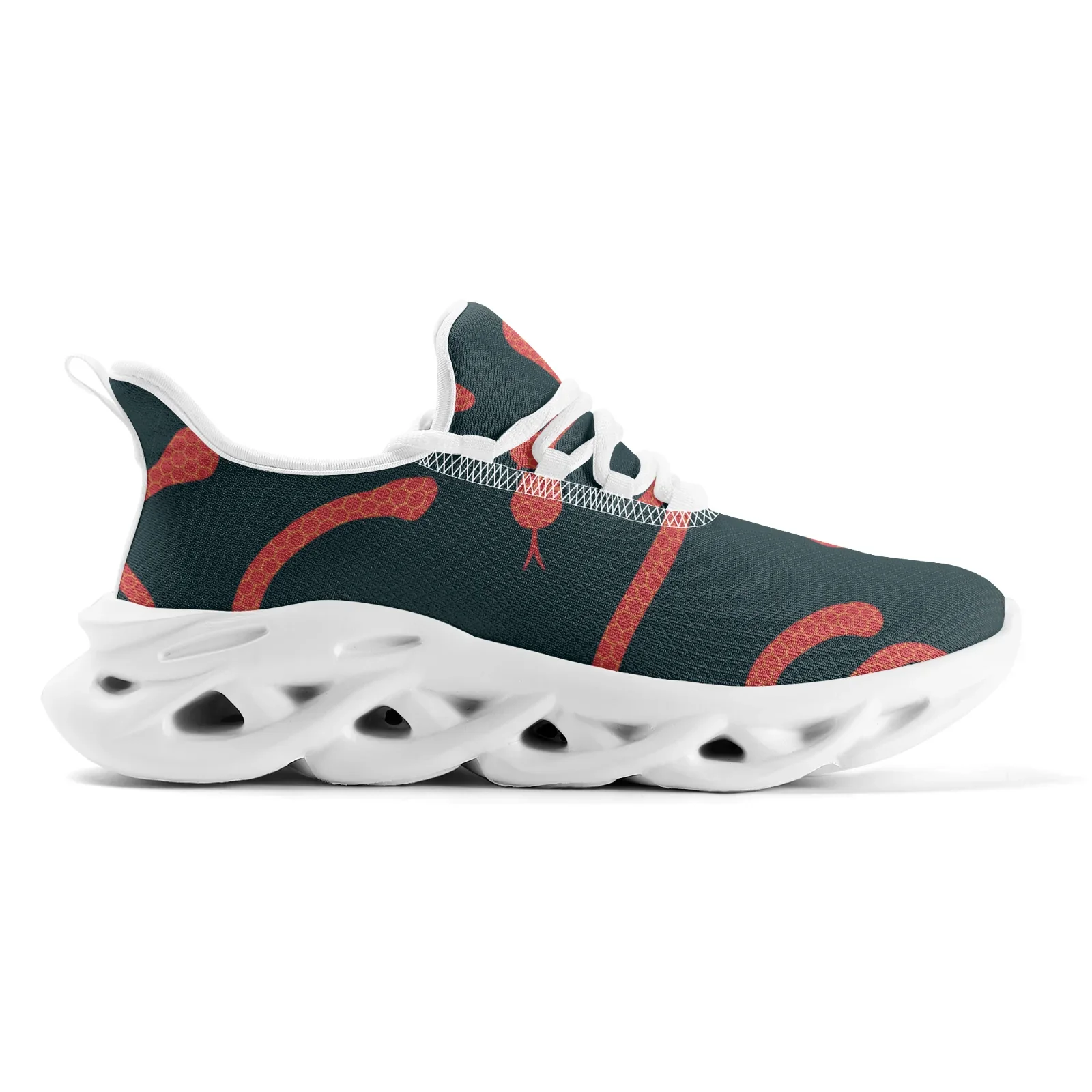 Red Snakes Prints Black Casual Sneakers for Men Women Teenager Lightweight Walking Running Shoes Mesh Lace Up Footwear EUR36-48