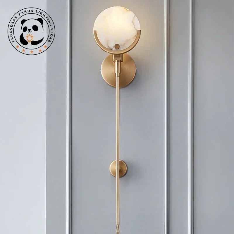 

Nordic Modern Wall Lamp Minimalist Gold Marble Copper Sconces Living Room Hotel Bedroom Bedside Indoor Decoration Light Fixtures