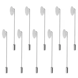 10pcs Long Needle Brooch Pin Stainless Steel Pin Blank Pad DIY Craft Finding