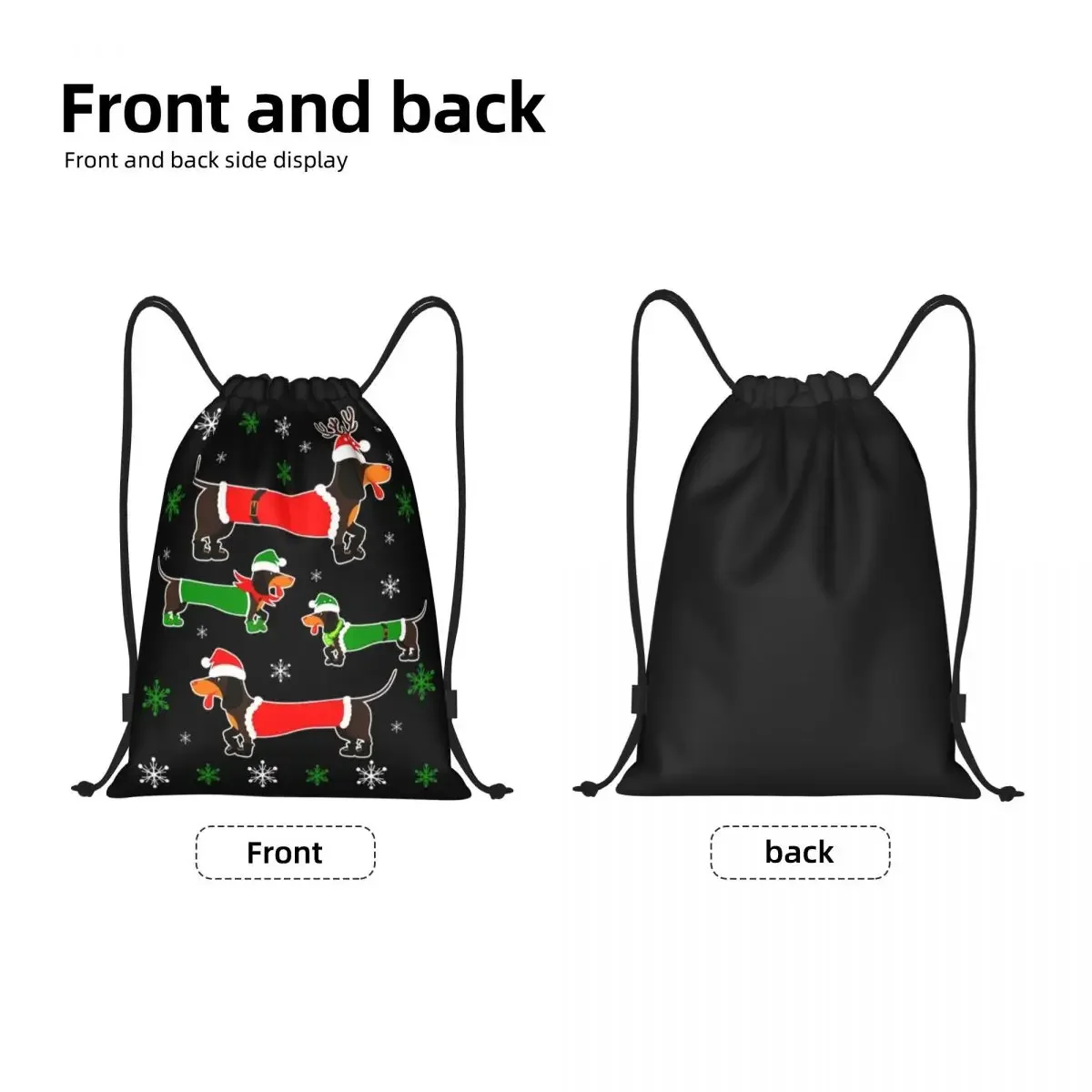 Christmas Dachshund For Dog Drawstring Backpack Sports Gym Bag for Men Women Funny Pet Sausage Lover Shopping Sackpack