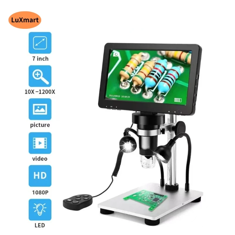 Digital Microscope Camera for DIY Phone Watch Repair USB Electronic 7inch Rotating Screen High-definition Magnifying Glass