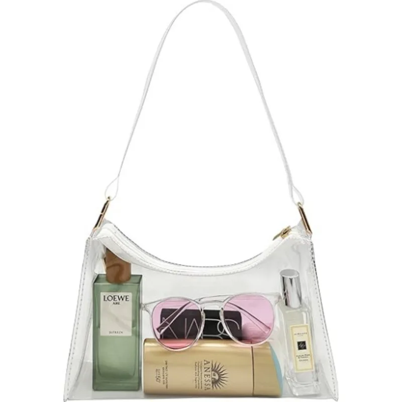 1/2 Stück Stilvolle Transparente PVC-Jelly-Tasche in Halbmondform für den Täglichen Gebrauch als Unterarm- oder Schultertasche – Detail 5