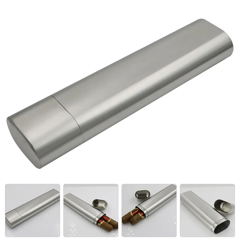 

Stainless Steel Humidor Practical Holder Tube Boxes Metal Container Gift Organizer Case Accessories Home