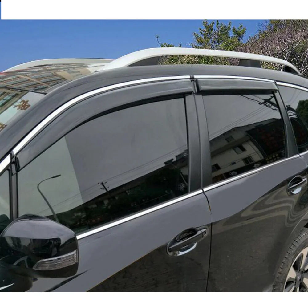 لسوبارو فورستر 2008 2009 2010 2011 2012 غطاء تصفيف السيارة البلاستيك زجاج النافذة حاجب الرياح المطر/الشمس الحرس تنفيس جزء 4 قطعة #2