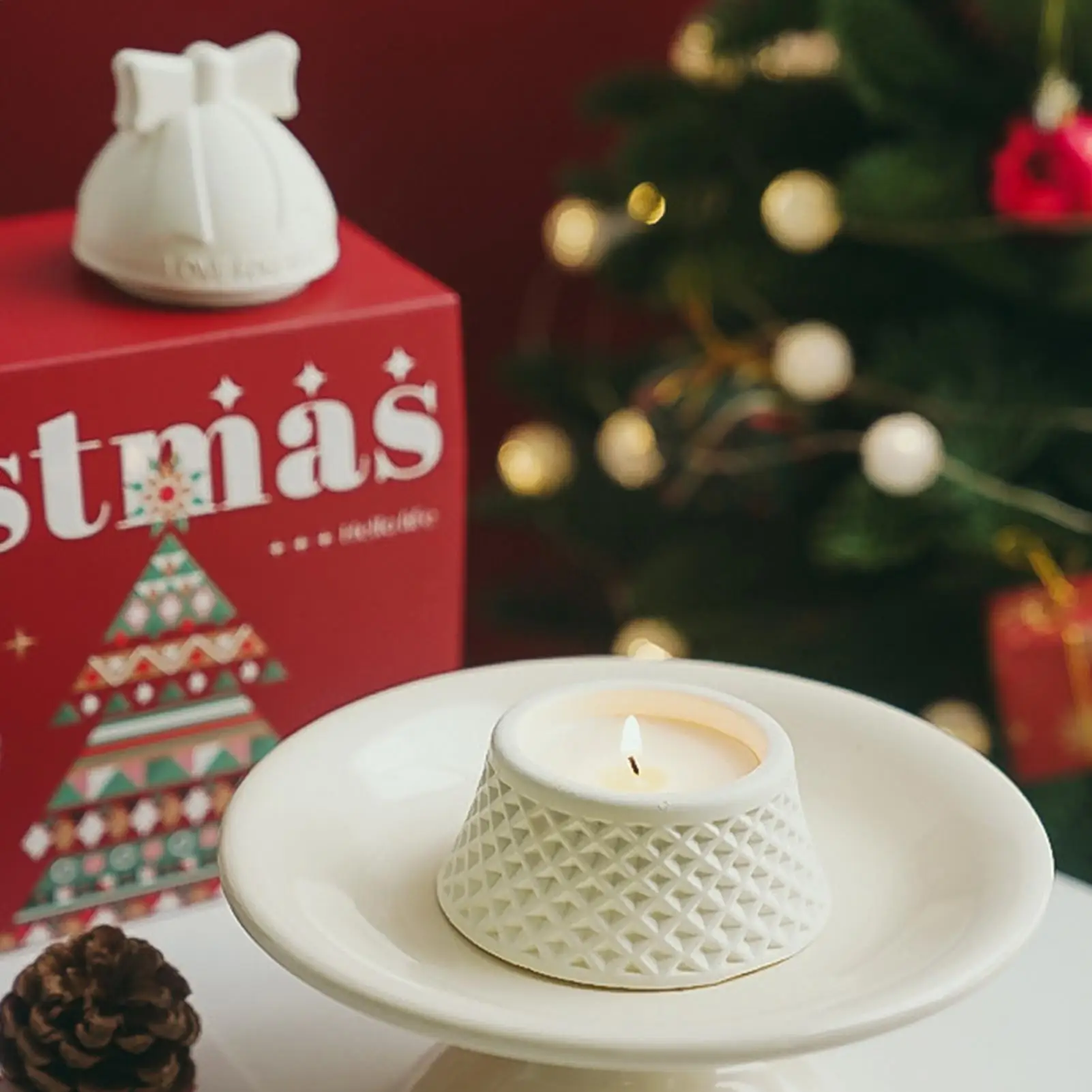 عطلة الشموع المعطرة 3 قطع شجرة عيد الميلاد الكرتون احتفالي الشمع ديكور فاخر شمعة معطرة الجدول زينة للبالغين