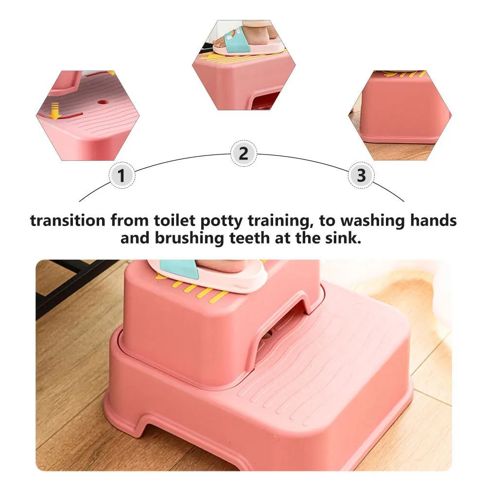 1 مجموعة 1 مجموعة الأطفال عدم الانزلاق مسند القدمين انفصال طبقة مزدوجة تصميم للحمام الاطفال غسل الدائمة البراز المنزل استخدام خطوة