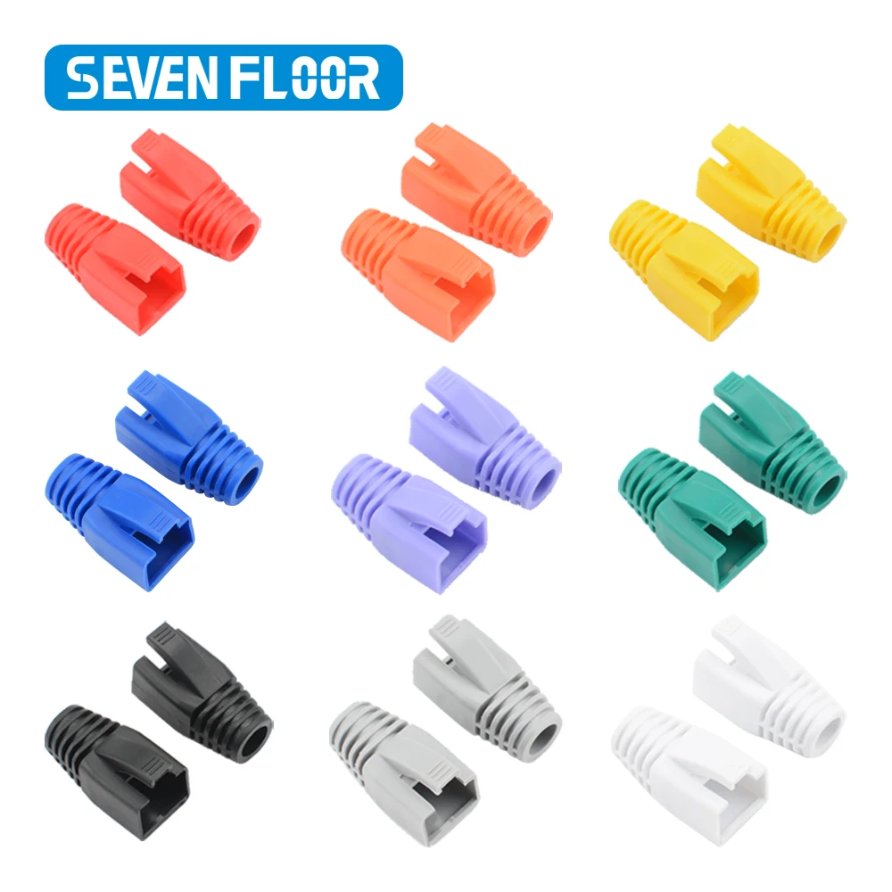 

50 шт. OD7.0 кабельный разъем, крышка CAT6 CAT7 RJ45, сетевой кабель Ethernet, 10 цветов, ботинки для снятия натяжения