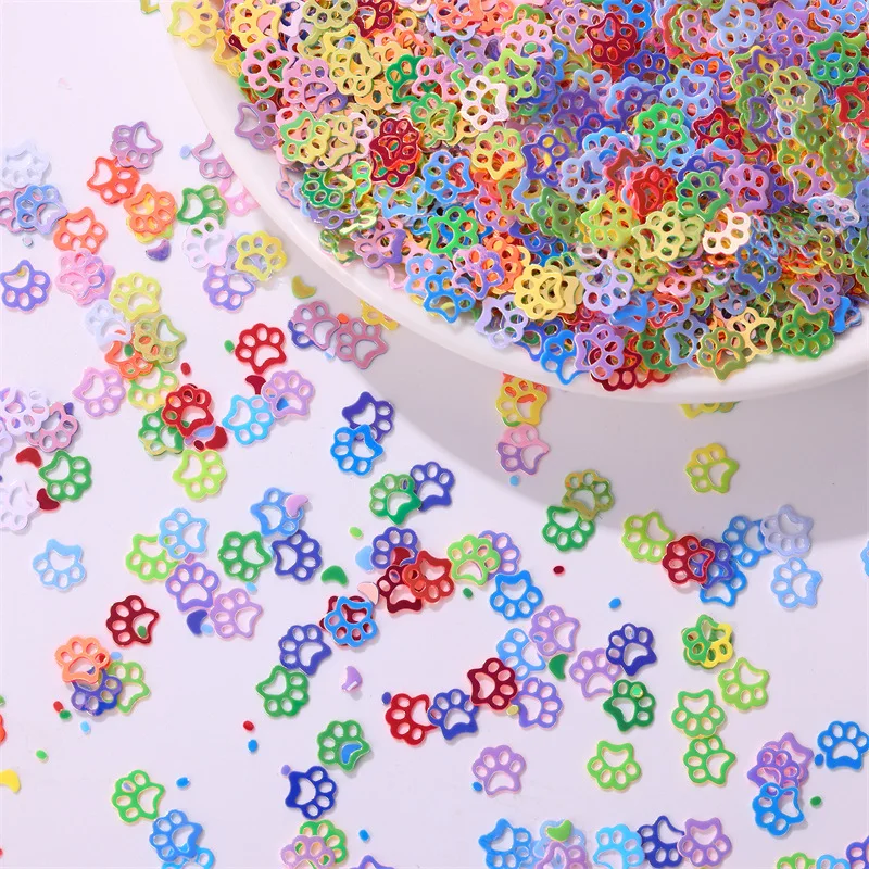 

500g/bag 7mm Gold Cat Paw Glitter Flakes - Sparkly Footprint Sequins for Nail Art & Slime Fillers, DIY Manicure Accessories