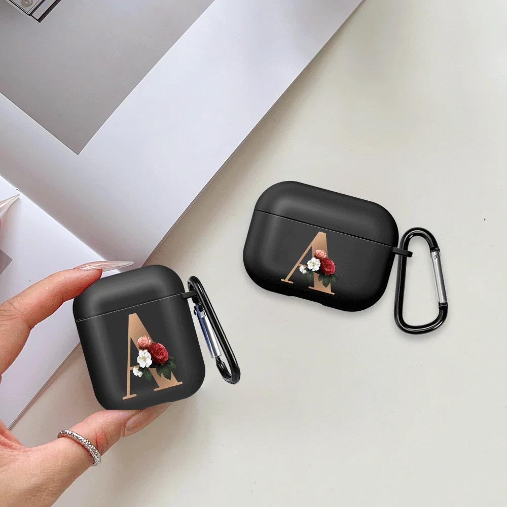 Fundas para Auriculares con Diseño de Letras de Flores A B, Funda Protectora para Airpods 4 Pro Pro2 2 3 1 Pro3