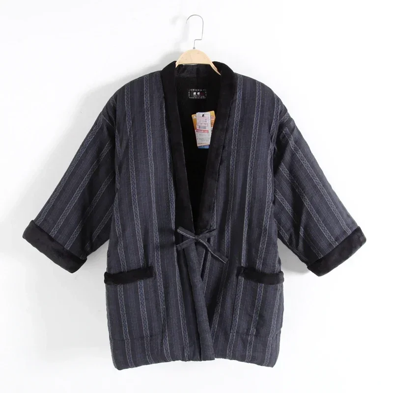 

Haori Winter Men High Quality Woven Quilted Cotton Kimono Japan Style Thick Cardigan Asian Clothes Women Yukata Pajamas Hanten