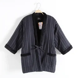 Haori Winter Men High Quality Woven Quilted Cotton Kimono Japan Style Thick Cardigan Asian Clothes Women Yukata Pajamas Hanten